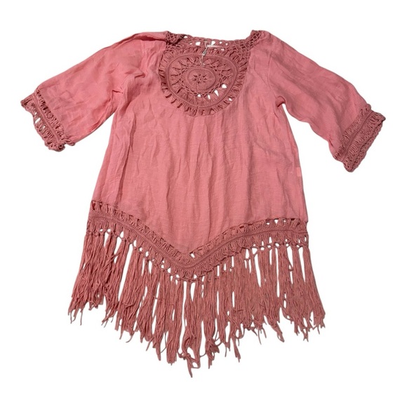 ELMOTAHEDA Orange Sarong with Fringe and Flowy Design - Picture 1 of 6